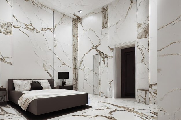 Идеи декорирования с искусственным камнем: Стильная каменная облицовка стен в спальне